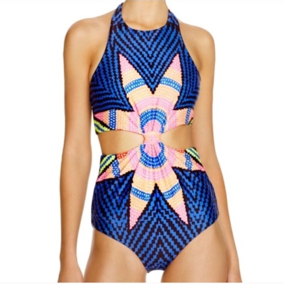 Other - Twist Front One Piece SWIMSUIT Maillot Blue NEW